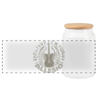 Allesio as a guitar - Panoramic Cookie Jar with Wooden Lid - white - Front