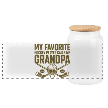 Papa fier du hockey, mon entraîneur préféré des joueurs - Boîte à biscuits avec couvercle en bois - blanc - Devant