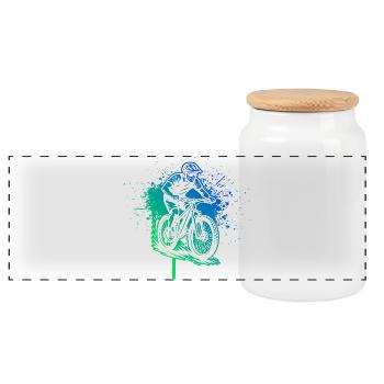 Clear mountain bike motif for every day - Panoramic Cookie Jar with Wooden Lid - white - Front