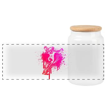 Handball illustration for handball for women - Panoramic Cookie Jar with Wooden Lid - white - Front