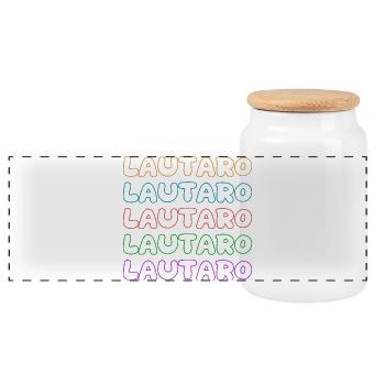 Lautaro - Panoramic Cookie Jar with Wooden Lid - white - Front