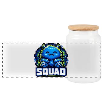 Blauer Monster Squad Logo - Panorama Keksdose mit Holzdeckel - Weiß - Vorne