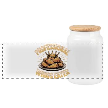 Ailes de poulet BBQ Nourriture drôle - Boîte à biscuits avec couvercle en bois - blanc - Devant