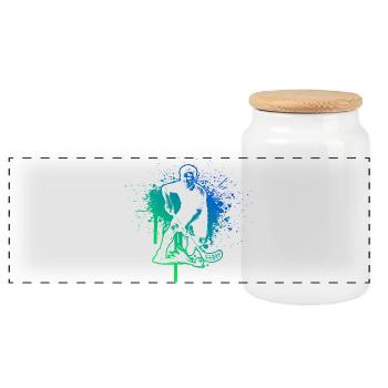 Motif floorball pour de véritables amoureux - Boîte à biscuits avec couvercle en bois - blanc - Devant