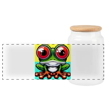 grenouille - Boîte à biscuits avec couvercle en bois - blanc - Devant