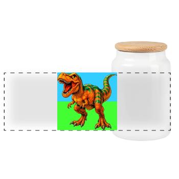 dinosaure - Boîte à biscuits avec couvercle en bois - blanc - Devant