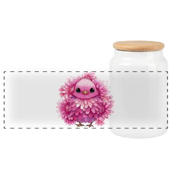 Poussins aux Fleurs Roses - Boîte à biscuits avec couvercle en bois - blanc - Devant
