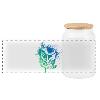 Design vintage de planche à voile pour la planche à voile - Boîte à biscuits avec couvercle en bois - blanc - Devant