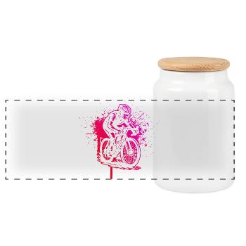 Clean road bike artwork for road bike - Panoramic Cookie Jar with Wooden Lid - white - Front
