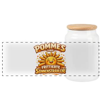 Les frites sont des rayons de soleil frits - Boîte à biscuits avec couvercle en bois - blanc - Devant