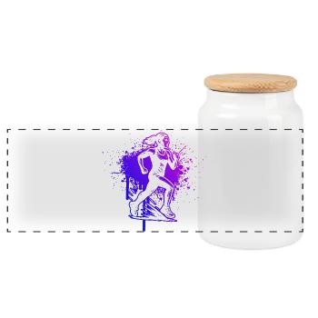 Running Love Clear Look for Racing - Panoramic Cookie Jar with Wooden Lid - white - Front