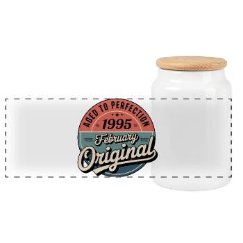 Anniversaire 1995 Février 1995 né en Février 1995 - Boîte à biscuits avec couvercle en bois - blanc - Devant