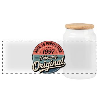 Anniversaire 1997 Février 1997 né en Février 1997 - Boîte à biscuits avec couvercle en bois - blanc - Devant