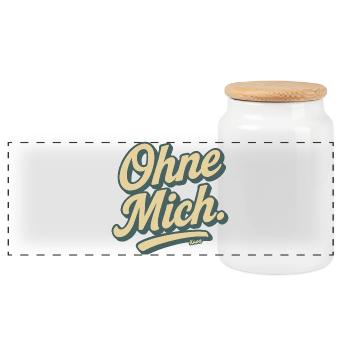 Ohne Mich Retro Script - Panorama Keksdose mit Holzdeckel - Weiß - Vorne
