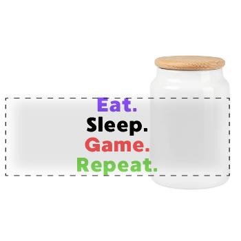 T-shirt Gamer – Jeu Manger et Dormer Répéter - Boîte à biscuits avec couvercle en bois - blanc - Devant