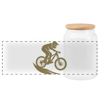 Minimalist Mountain Bike Downhill Bike - Panoramic Cookie Jar with Wooden Lid - white - Front