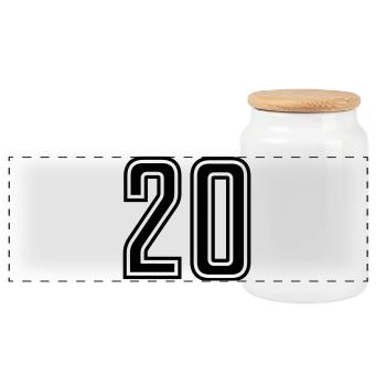 20 - Panoramic Cookie Jar with Wooden Lid - white - Front
