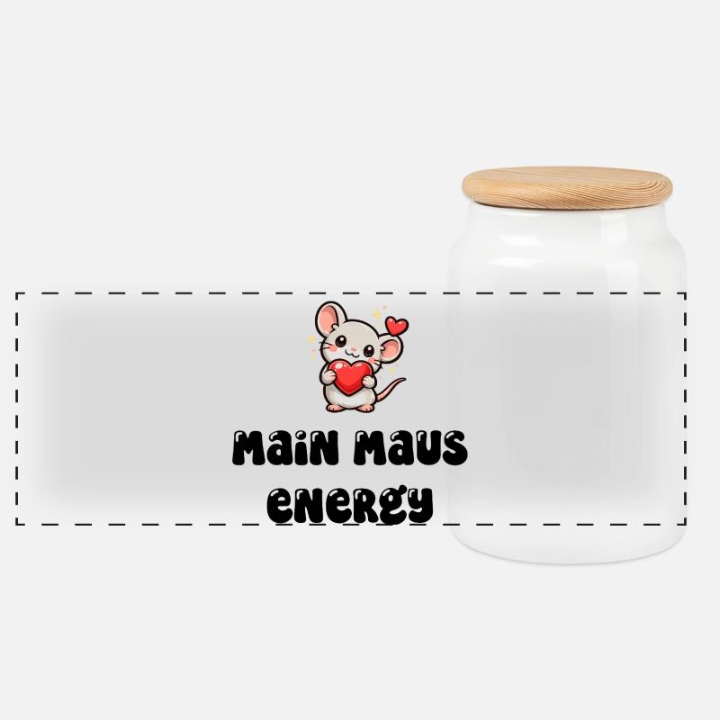 Main Maus Energy - Panorama Keksdose mit Holzdeckel - Weiß