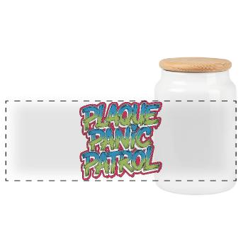 Periodontist Plaque Panic Patrol Periodontology - Panorama Keksdose mit Holzdeckel - Weiß - Vorne