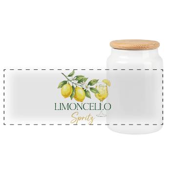 Limoncello Spritz – Boisson d’été au citron - Boîte à biscuits avec couvercle en bois - blanc - Devant