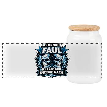 I'm charging energy for skulls - Panoramic Cookie Jar with Wooden Lid - white - Front