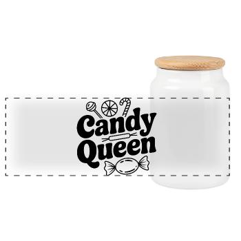 Candy Queen - Panorama Keksdose mit Holzdeckel - Weiß - Vorne