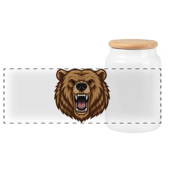 Grizzly_Head_Ours_Rugissant_Portrait - Boîte à biscuits avec couvercle en bois - blanc - Devant
