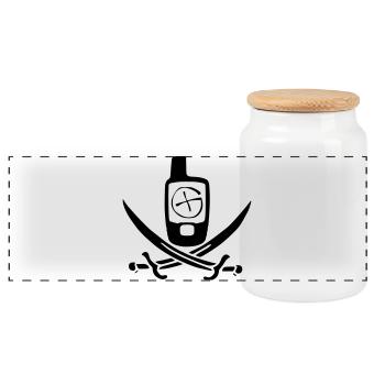 Geocaching Pirate Flag - Panoramic Cookie Jar with Wooden Lid - white - Front