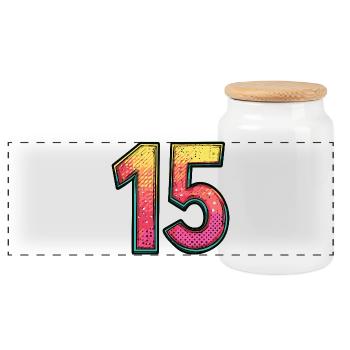 15 Nombre coloré - Boîte à biscuits avec couvercle en bois - blanc - Devant