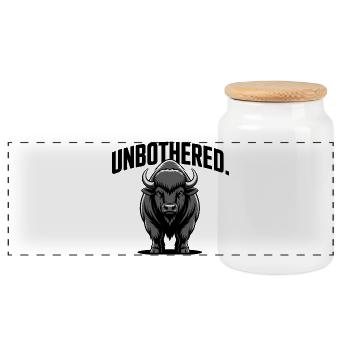 Ungestörtes Stier-Emblem - Panorama Keksdose mit Holzdeckel - Weiß - Vorne