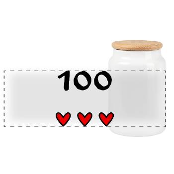 100. 100 JAHRE. 100-JÄHRIGES JUBILÄUM. GEBURTSTAG 100 - Panorama Keksdose mit Holzdeckel - Weiß - Vorne