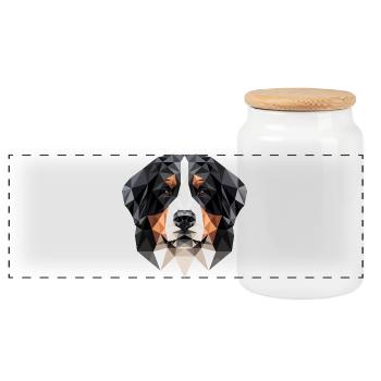 Bernese Mountain Dog Cute Dogs Swiss Mountain Dogs - Panoramic Cookie Jar with Wooden Lid - white - Front
