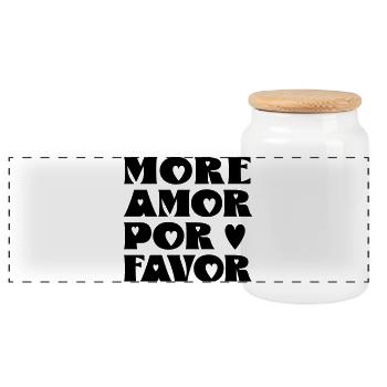 More Amor por favor - Panoramic Cookie Jar with Wooden Lid - white - Front