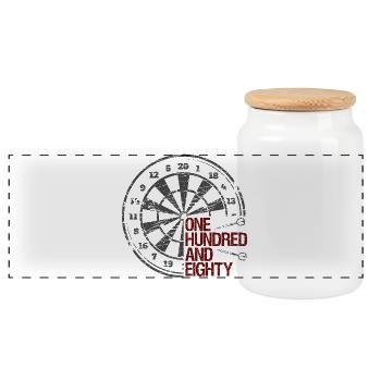 Darts 180 Dartboard Vintage - Panoramic Cookie Jar with Wooden Lid - white - Front