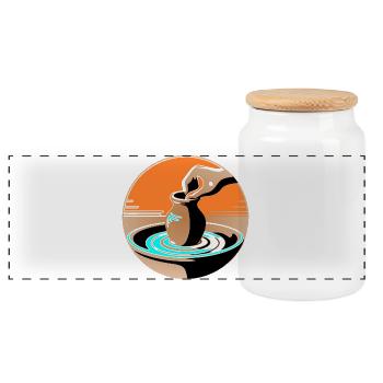 Zen Pottery Master - Édition Bleue - Boîte à biscuits avec couvercle en bois - blanc - Devant
