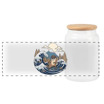 Kawaii Skateboard Bieber - Boîte à biscuits avec couvercle en bois - blanc - Devant