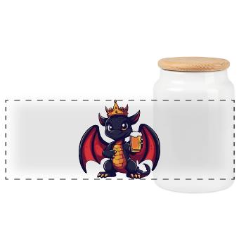 Dragon Beer King - Panoramic Cookie Jar with Wooden Lid - white - Front