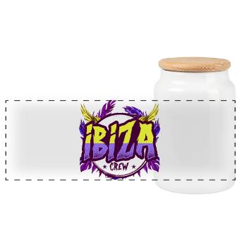 Ibiza Crew Colorful - Panoramic Cookie Jar with Wooden Lid - white - Front
