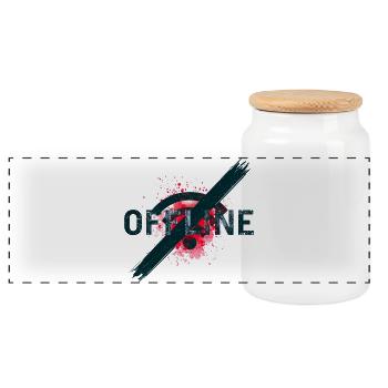 Chronically Offline - Digital Detox Art - Panoramic Cookie Jar with Wooden Lid - white - Front