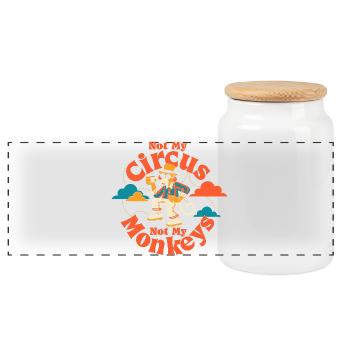 Not my circus, not my monkeys - Panoramic Cookie Jar with Wooden Lid - white - Front
