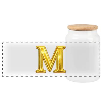 Goldenes M Kristallglanz - Panorama Keksdose mit Holzdeckel - Weiß - Vorne