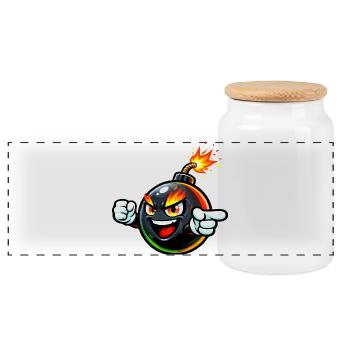 Explosive Angry Bomb Show - Panoramic Cookie Jar with Wooden Lid - white - Front