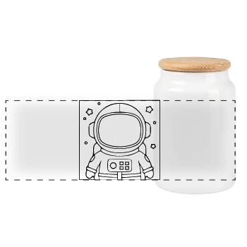 Silhouette de l’étoile de la combinaison d’astronaute - Boîte à biscuits avec couvercle en bois - blanc - Devant