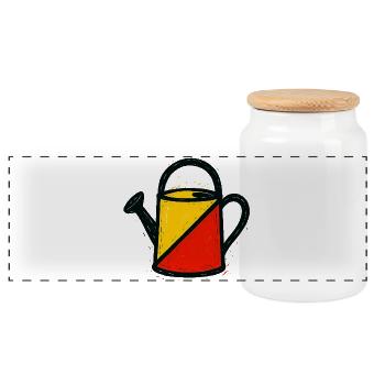 Two-tone Modern Horticulture Graphic Watering Can - Panoramic Cookie Jar with Wooden Lid - white - Front