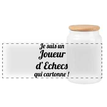 Joueur d'Échecs qui Cartonne : Champion du Plateau - Boîte à biscuits avec couvercle en bois - blanc - Devant