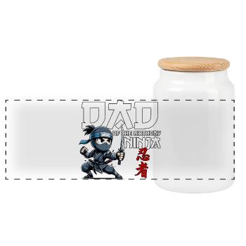 Papa de l’anniversaire Anniversaire Ninja Drôle - Boîte à biscuits avec couvercle en bois - blanc - Devant