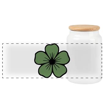 Hibiscus Flower Green Flower Hibiscus Hawaiian Blossom - Panoramic Cookie Jar with Wooden Lid - white - Front
