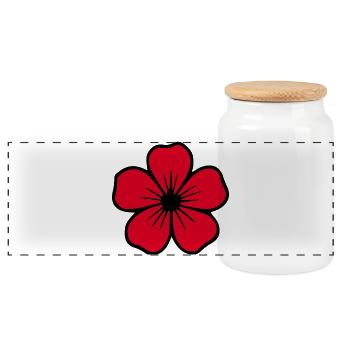 Hibiscus Flower Red Flower Hibiscus Hawaiian Blossom - Panoramic Cookie Jar with Wooden Lid - white - Front