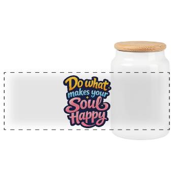Do what makes your soul happy - Panoramic Cookie Jar with Wooden Lid - white - Front