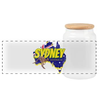 Sydney mit Vintage Känguru Australien Souvenir - Panorama Keksdose mit Holzdeckel - Weiß - Vorne